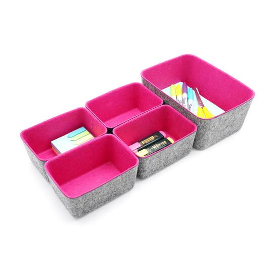 Welaxy Felt 5 Piece Drawer Organizer Bins